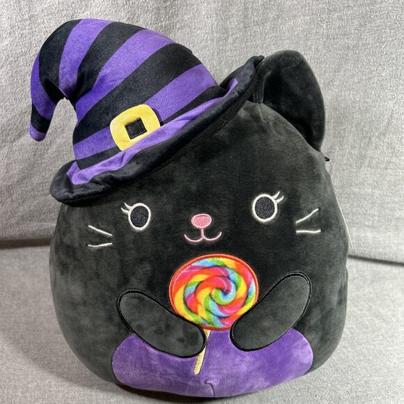 Squishmallows 12" Autumn The Cat w/ Witch Hat & Lollipop Halloween 2022 With Tag - Picture 1 of 7